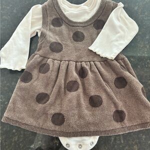 Carter's Brown Polka Dot Dress with White Sleeves